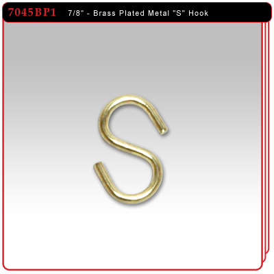 Brass Plated Metal "S" Hook