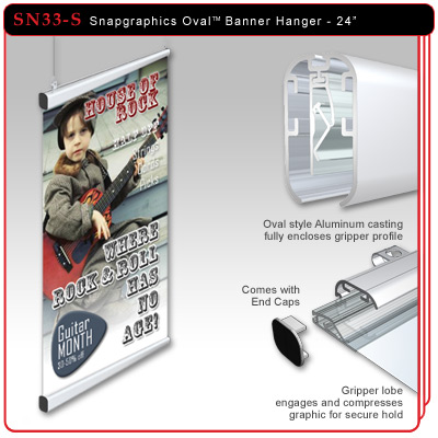 24" Snapgraphics Grippers - Oval Banner Hanger