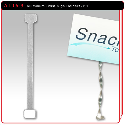 Aluminum Twist Sign Holders - 6"L w/3 Adhesive Pads