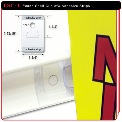 Econo Shelf Clip w/3-Adhesive Strips