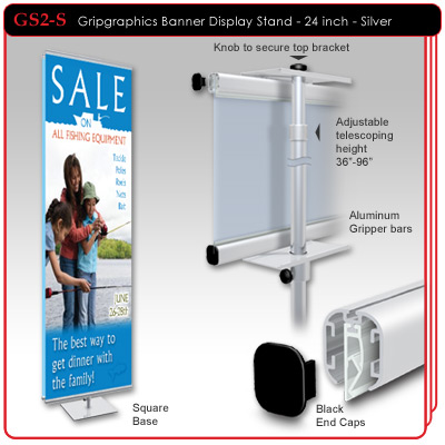 24" Gripgraphics Banner Display Stand