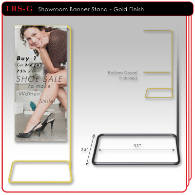 Showroom Banner Stand - Gold