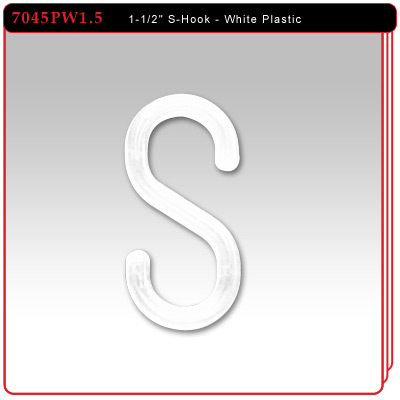 1 1/2" White Plastic "S" Hook