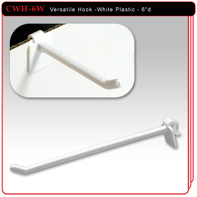 6" Versatile Hook -White Plastic