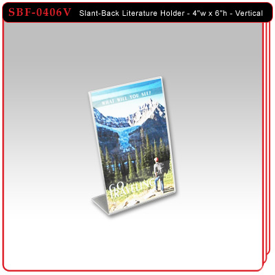 Slant-Back Literature Holder - Vertical Style - 4"w x 6"h