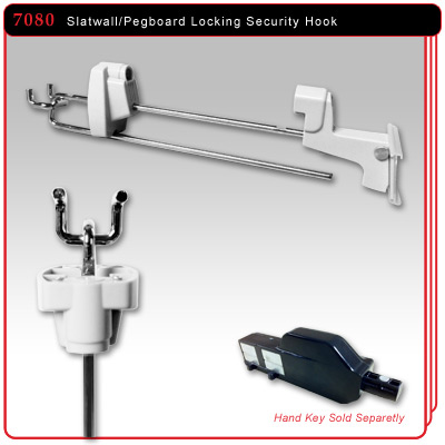 Slatwall or Pegboard Locking Security Display Hook