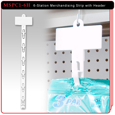 6-Station Plastic Merchandising Strip with Header