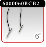 6" Black Cotton Cord, 2 Ends Barbed -#6000060BCB2