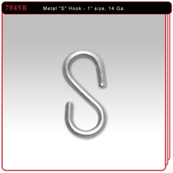 Metal "S" Hook - 1" size, 14 Ga. - Sold in Quantities of 1000